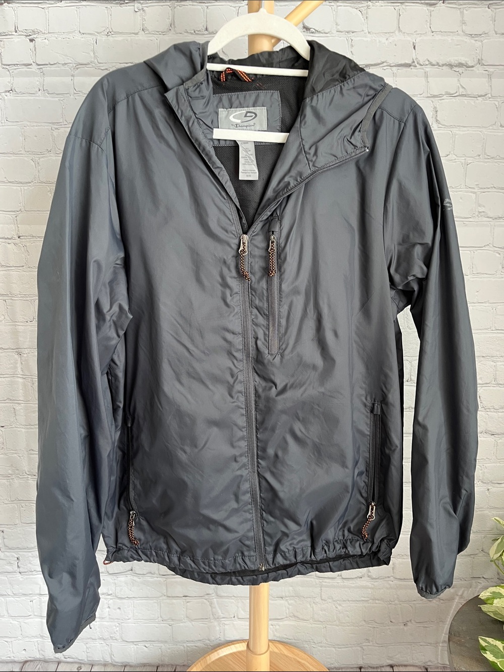 Champion C9 Men's Lightweight Gray Hooded Windbreaker Jacket